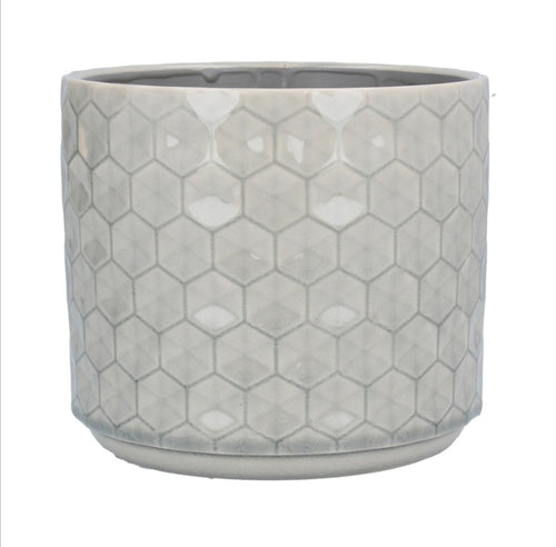 Gisela Graham Grey Honeycomb ceramic pot cover/plant pot