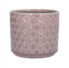 Load image into Gallery viewer, Gisela Graham dusky mauve honeycomb ceramic pot cover/plant pot