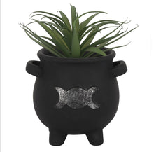 Load image into Gallery viewer, Triple Moon Cauldron Teracotta indoor plant pot - Halloween