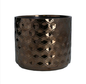 Mini Gisela Graham Copper Honeycomb glazed indoor pot cover/indoor plant pot