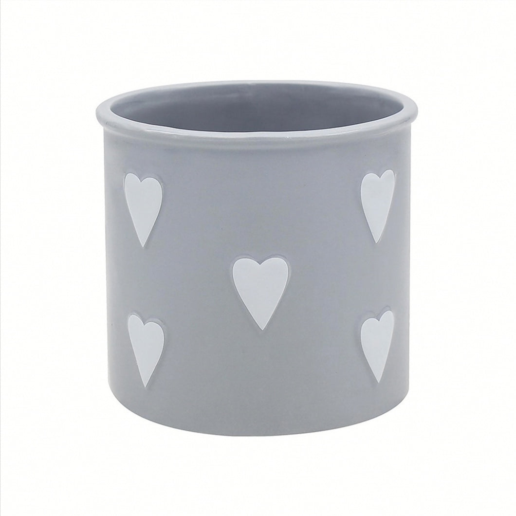 Hearts Ceramic grey indoor plant pot