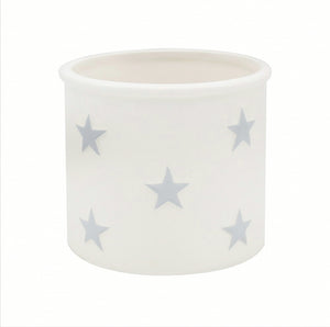 Stars Ceramic medium white indoor plant pot