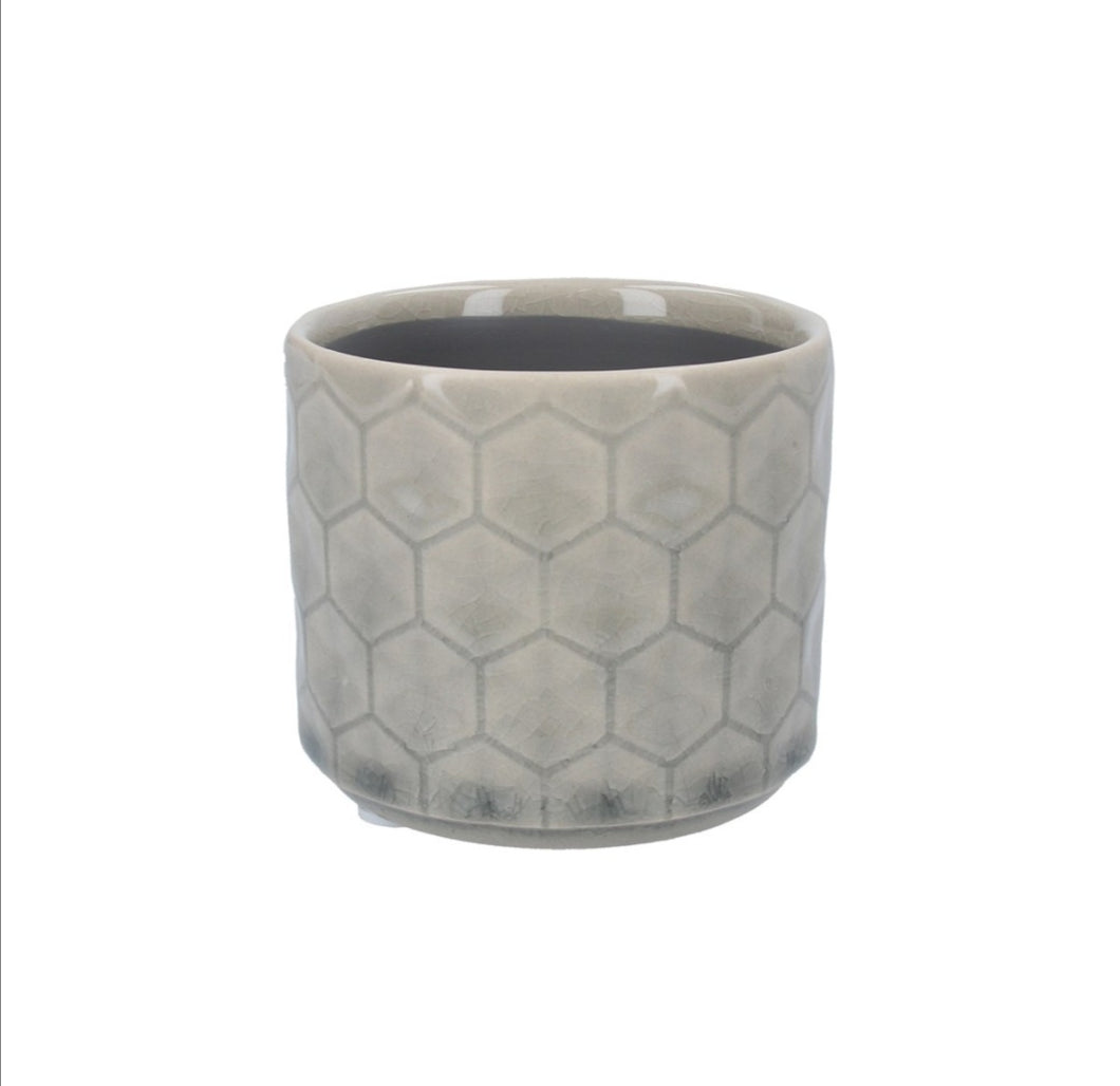 Mini Gisela Graham grey honeycomb glazed indoor pot cover/indoor plant pot