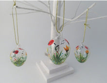 Load image into Gallery viewer, Glass mini Easter egg ladybird hanging decoration