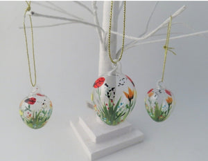 Glass mini Easter egg ladybird hanging decoration