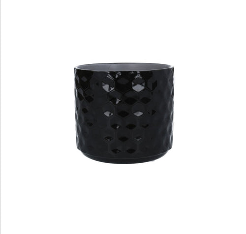Mini Gisela Graham black gloss honeycomb glazed indoor pot cover/indoor plant pot