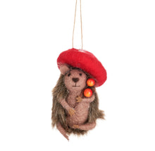 Load image into Gallery viewer, Woodland Mushroom Hedgehog Hanging Christmas Tree Decoration