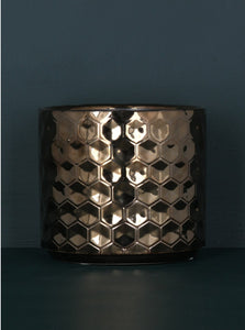 Gisela Graham Copper honeycomb ceramic pot cover/indoor plant pot
