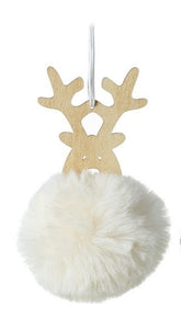 Wooden Reindeer heads with pompom bodies