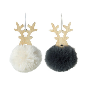 Wooden Reindeer heads with pompom bodies