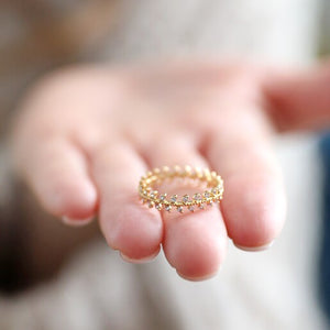 Lisa Angel Crystal Leaves Ring in Gold