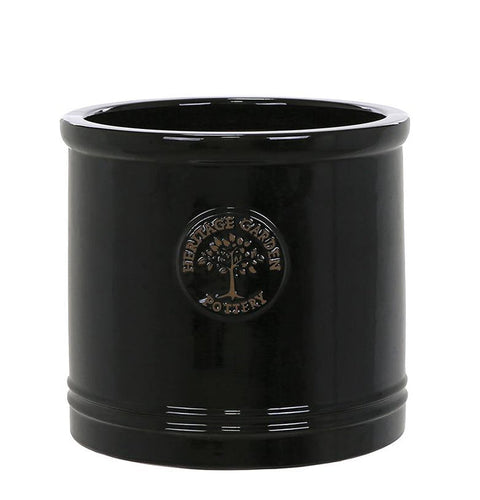 Heritage Cylinder outdoor glazed ceramic planter - Black *COLLECTION ONLY*