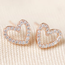 Load image into Gallery viewer, Lisa Angel Irregular Heart Crystal Stud Earrings in Rose Gold