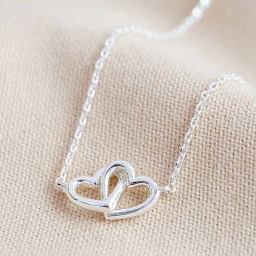 Lisa Angel Tiny Interlocking Hearts necklace in silver